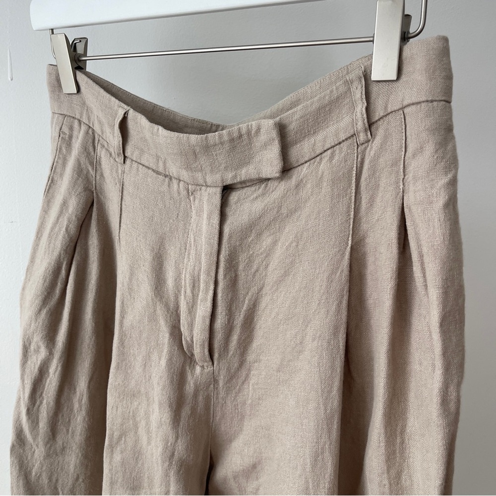 Free People wife leg linen Cream Tan Pants Size 0 - Picture 2 of 5